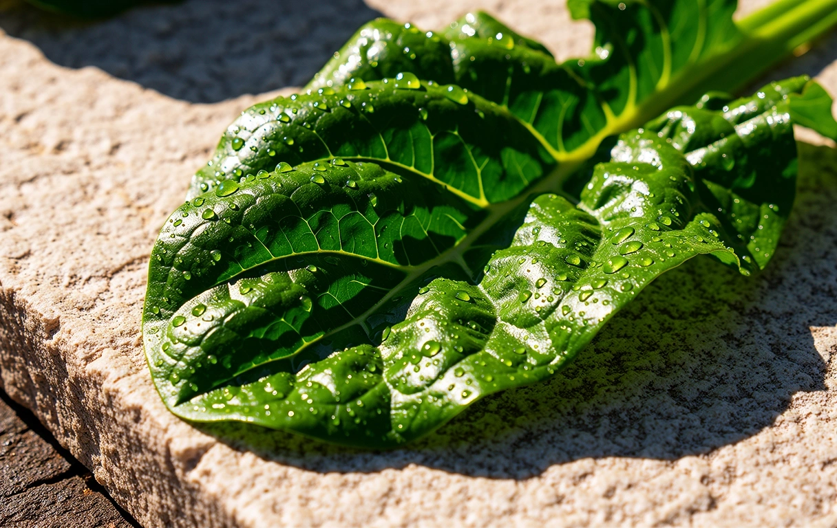 Water droplets on a fresh leaf